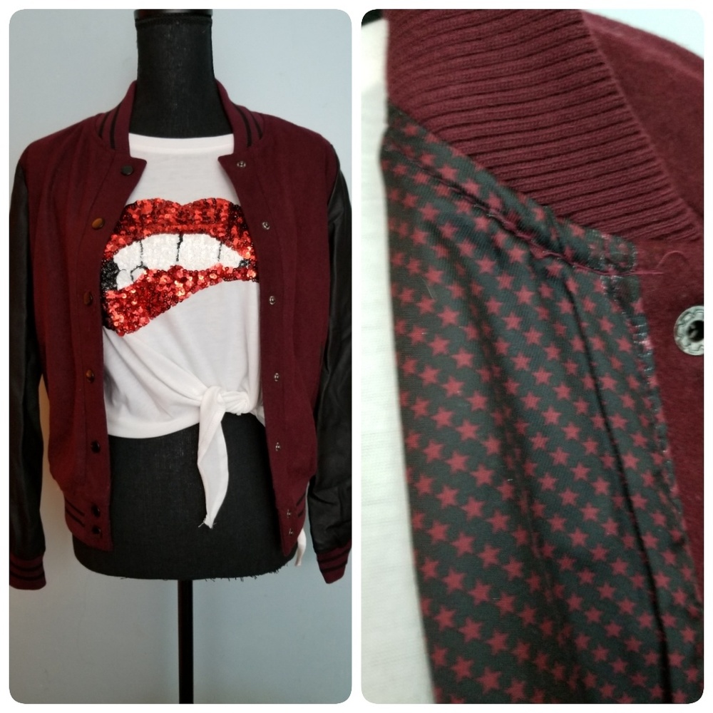Faux Leather Bomber Jacket